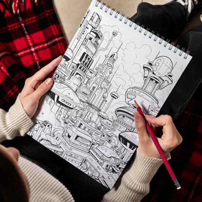 Futuristic City Spiral Bound Coloring Book, Discover the Spectacular Architecture with 30 Exquisite Futuristic City Coloring Pages for Fans of Technological