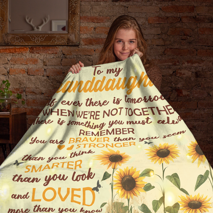 Netecom Personalized To My Granddaughter Blanket from Grandma and Grandpa, Ultra Soft Warm Sunflower Butterfly Throw Blanket for Couch, Bed or Sofa, Present for Christmas, Graduation or Anniversary