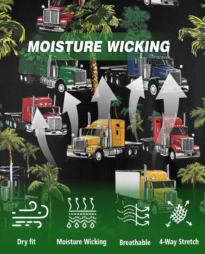 Truck Pattern Hawaiian Polo Shirt | Netecom