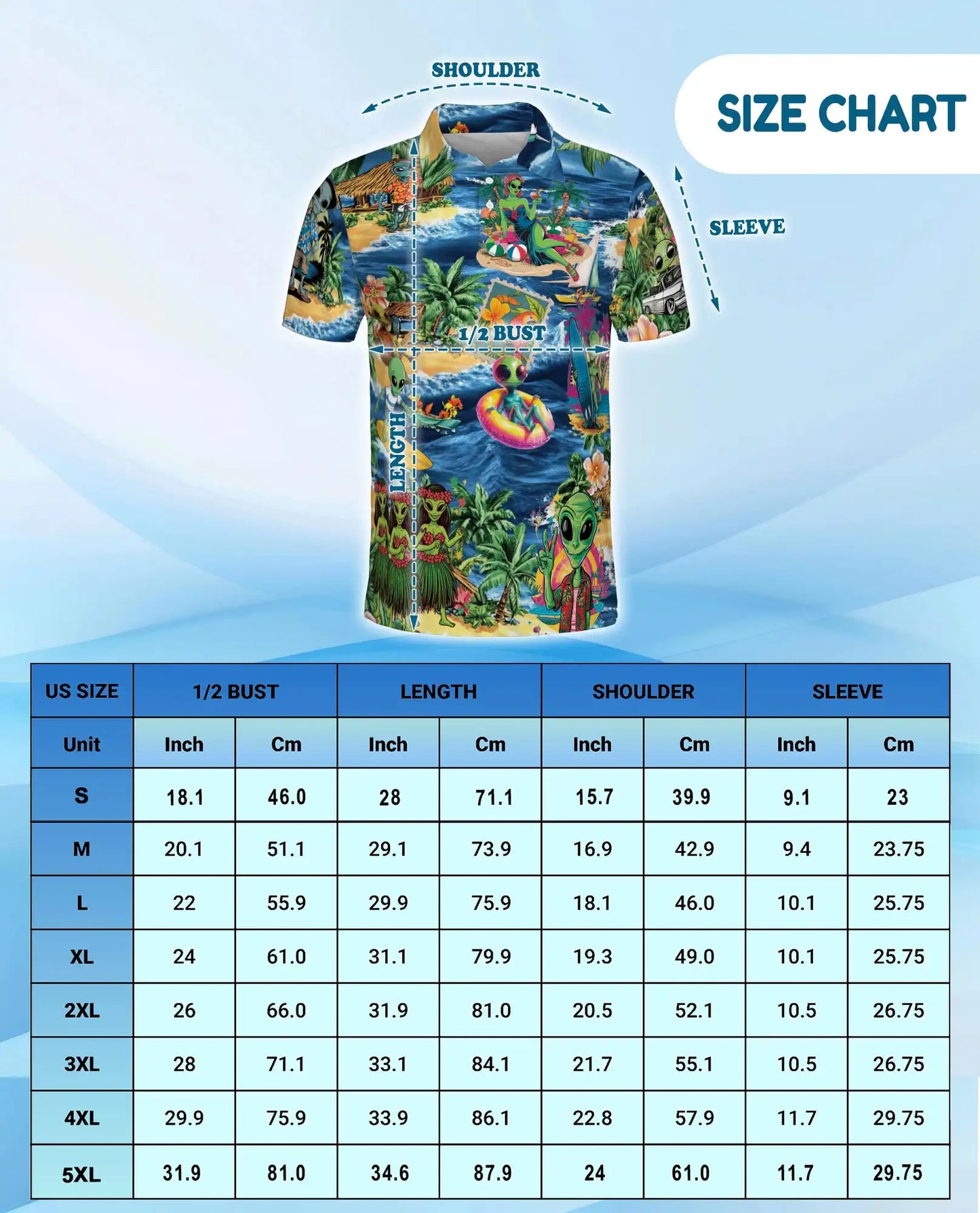 Alien Beach Hawaiian Polo Shirt - Funny UFO Tropical Surfing Design | Netecom