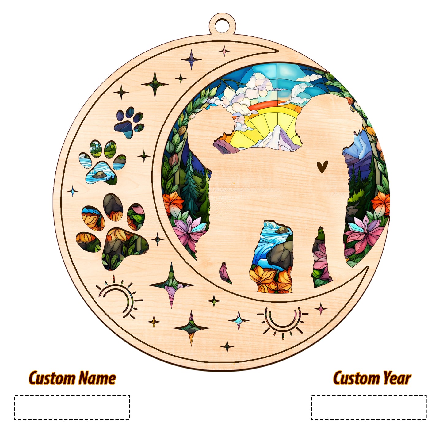 Netecom Labradoodle Dog Memorial Suncatcher, Personalized Labradoodle Christmas Ornament with Name Date Bereavement Gifts for Loss of Pet, Dog Death Sympathy Gift for Pet Loss Sun Catchers