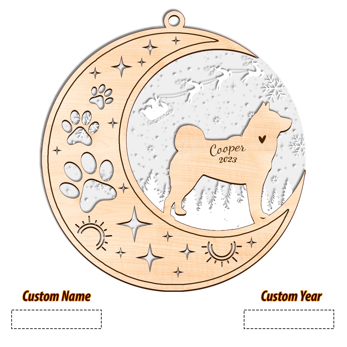 Netecom Akita Dog Memorial Suncatcher, Personalized Akita Christmas Ornament with Date Name, Bereavement Gifts for Loss of Pet, Dog Death Sympathy Gifts Pet Loss Sun Catchers, Dog Grief Gift