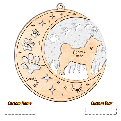 Netecom Akita Dog Memorial Suncatcher, Personalized Akita Christmas Ornament with Date Name, Bereavement Gifts for Loss of Pet, Dog Death Sympathy Gifts Pet Loss Sun Catchers, Dog Grief Gift