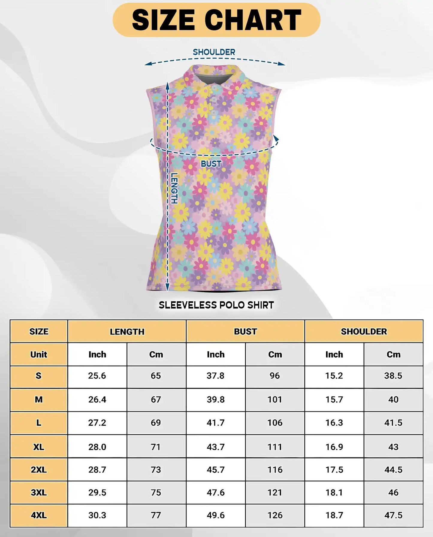 Groovy Flower Pattern Sleeveless Polo Shirt for Women | Netecom