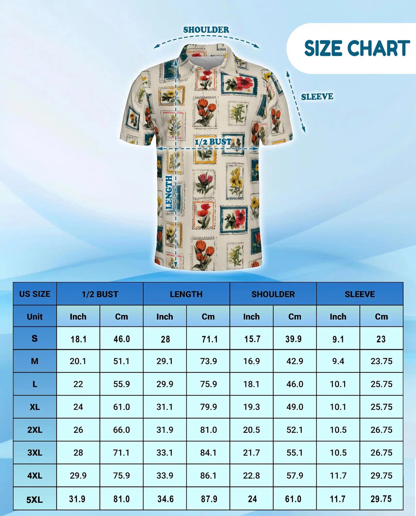 Floral Stamp Polo Shirt for Men – Vintage Botanical Style | Netecom