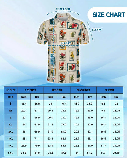 Floral Stamp Polo Shirt for Men – Vintage Botanical Style | Netecom