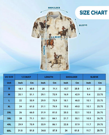 Cowboy Horse Riding Polo Shirt - Vintage Western Ranch Style | Netecom