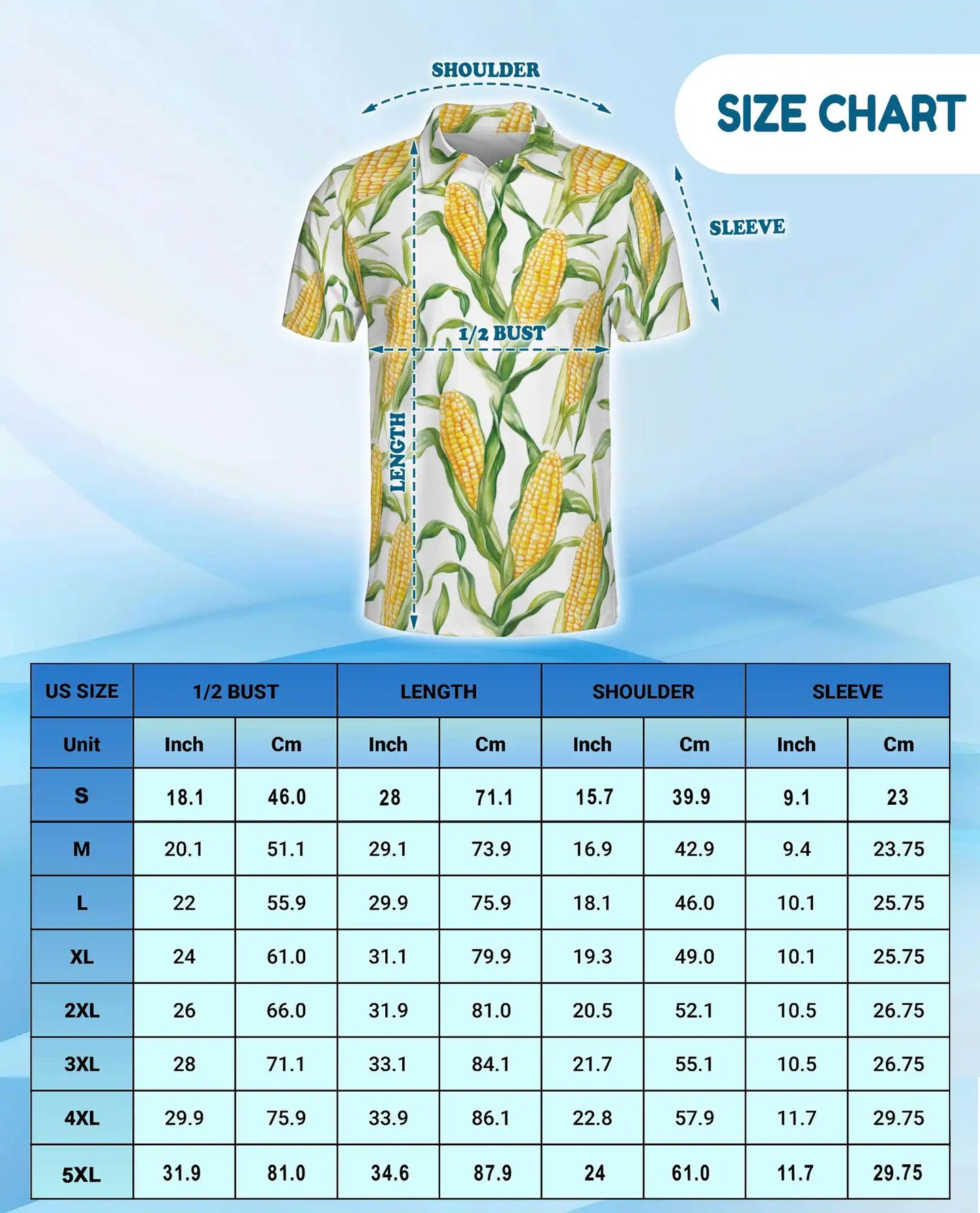 Corn Polo Shirt - Sweet Corn Farm Harvest Botanical Design | Netecom
