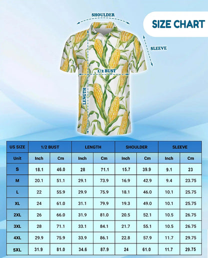 Corn Polo Shirt - Sweet Corn Farm Harvest Botanical Design | Netecom