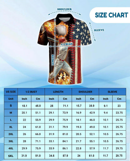 Baseball American Flag Polo Shirt - Patriotic USA Baseball Player Design | Netecom