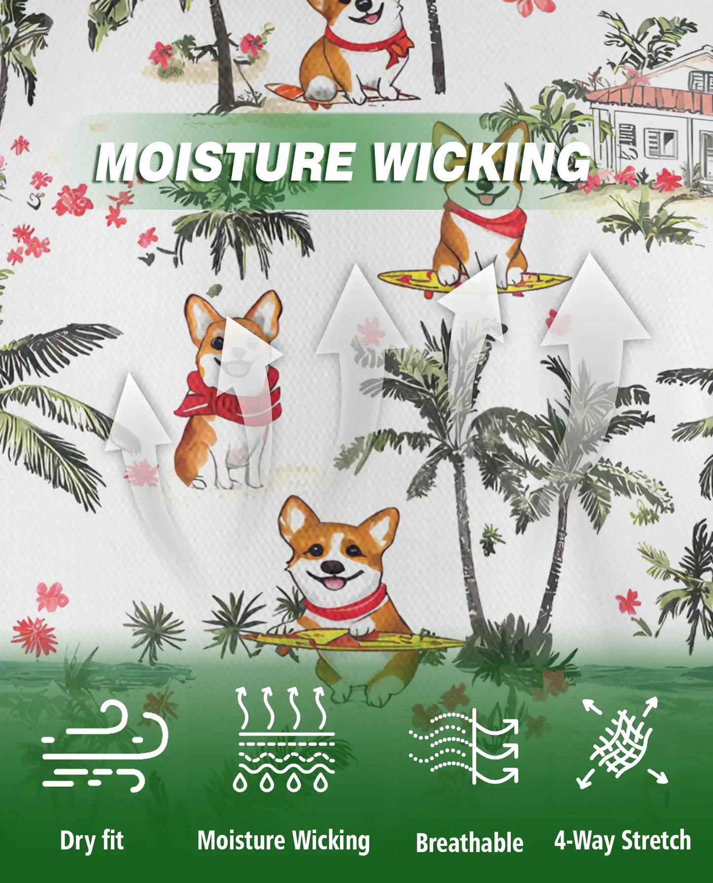 Corgi Tropical Beach Polo Shirt for Men-Summer Vacation Dog Lover Shirt | Netecom