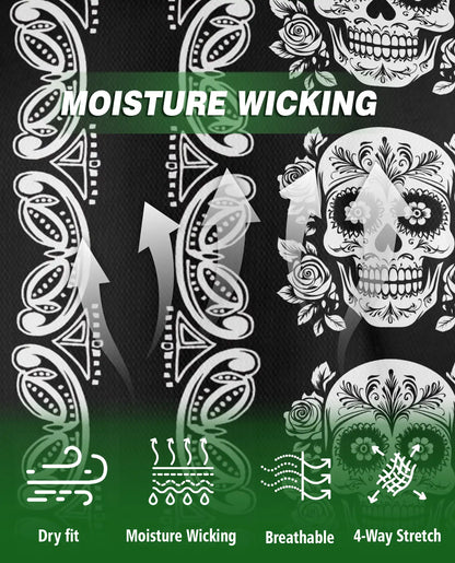 Sugar Skull Polo Shirt – Black Gothic Floral Print | Netecom