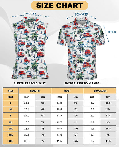 Fire Truck Friend of Firefighter Sleeveless Polo Shirt for Women | Netecom