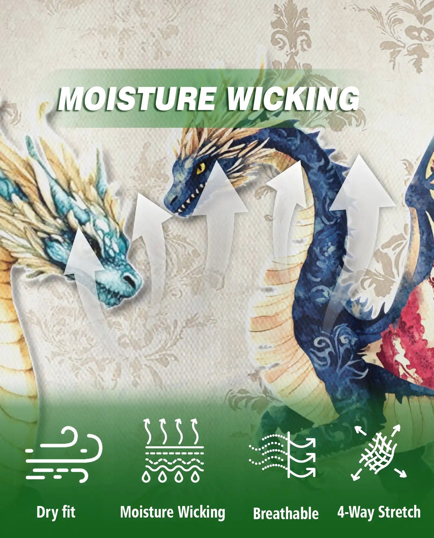 Elegant Fantasy Dragon 3D Polo Shirt for Men – Medieval Mythical Creature Style | Netecom