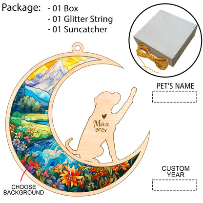 Netecom Boxer Dog Memorial Suncatcher, Personalized Boxer Christmas Ornament with Name Date, Dog Death Sympathy Gift for Pet Loss Sun Catchers, Dog Grief Gift, Bereavement Gifts for Loss of Pet