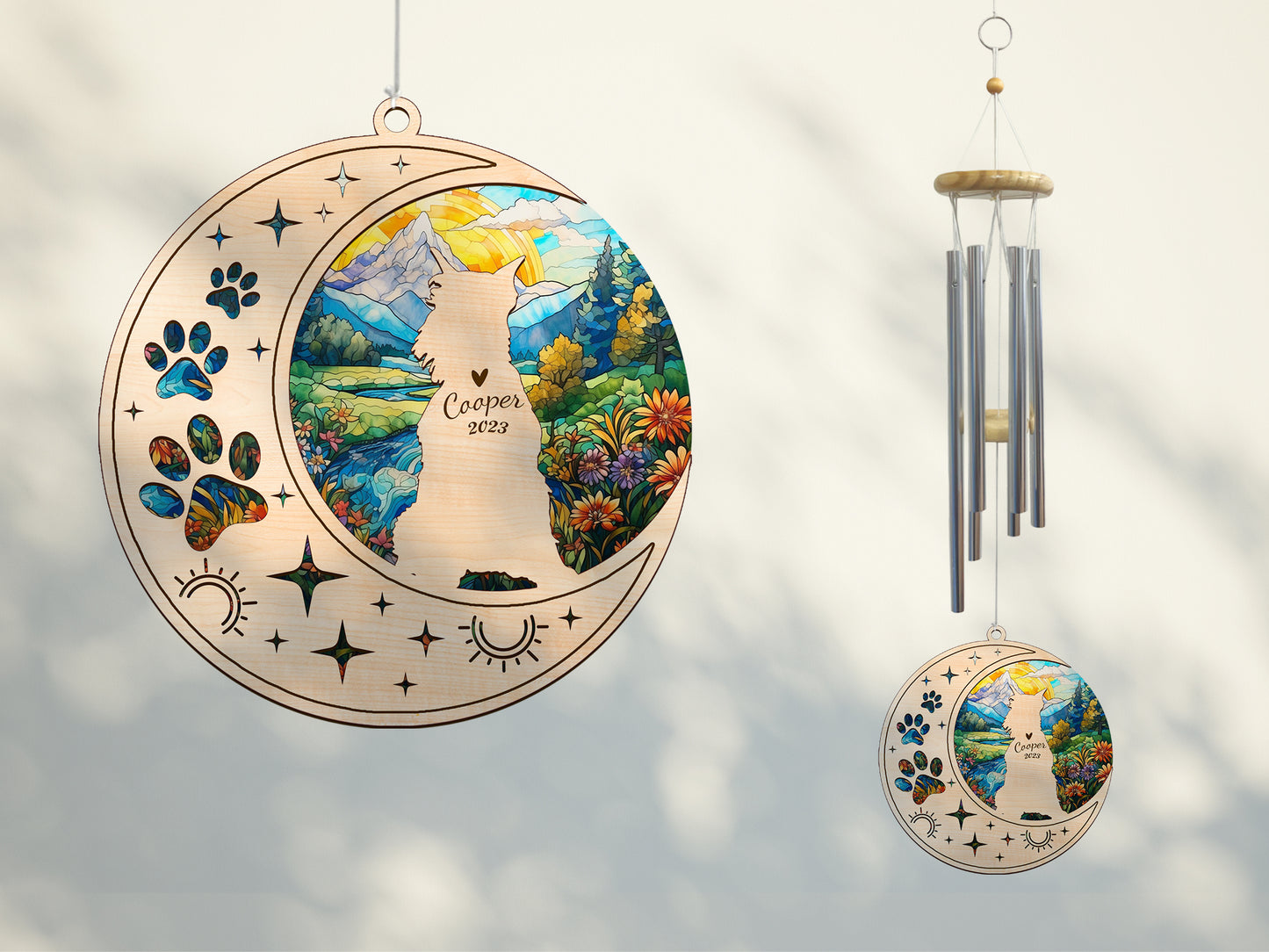 Netecom Schnauzer Dog Wind Chimes Memorial, Personalized Pet Memorial Windchime for Dog Suncatcher, Dog Loss Memorial Ornament, Loss of Pet Remembrance Gift, Sympathy Pet Wind Chimes Outdoor Garden