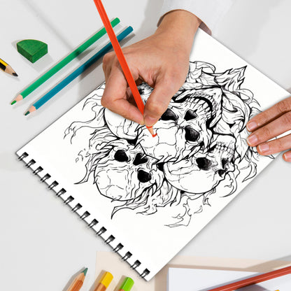 Wicked Skulls Spiral Bound Coloring Book, Edgy Skull Designs for a Dark and Stylish Coloring Experience, Perfect for Fans of Gothic and Alternative Art