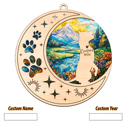 Netecom American Staffordshire Terrier Dog Memorial Suncatcher Personalized Dog Christmas Ornament, Bereavement Gifts for Loss of Pet, Dog Death Sympathy Gift Pet Loss Sun Catchers, Dog Grief Gift
