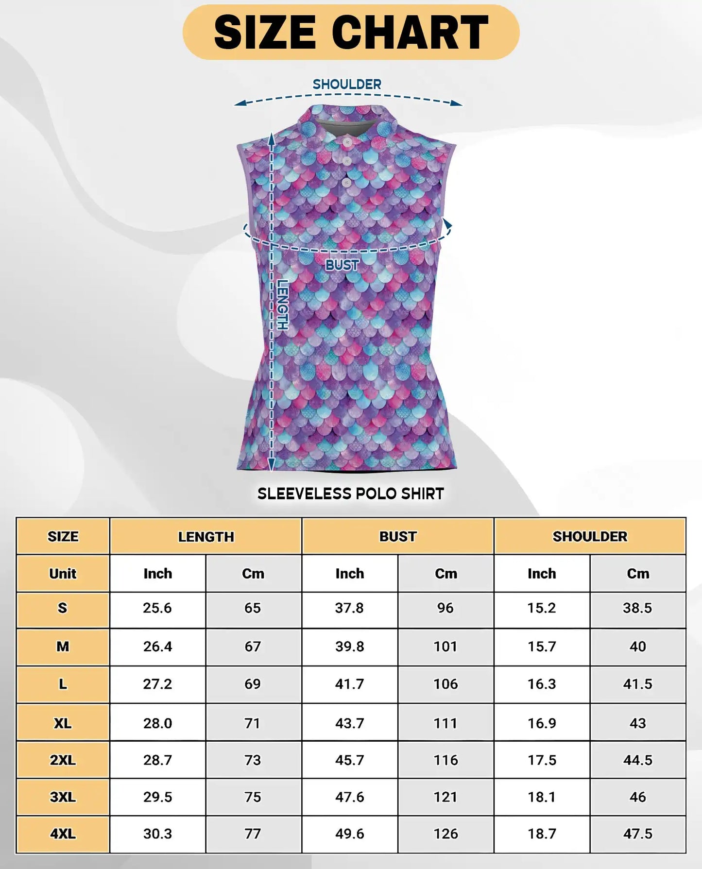 Colorful Fish Scale Pattern Sleeveless Polo Shirt for Women | Netecom