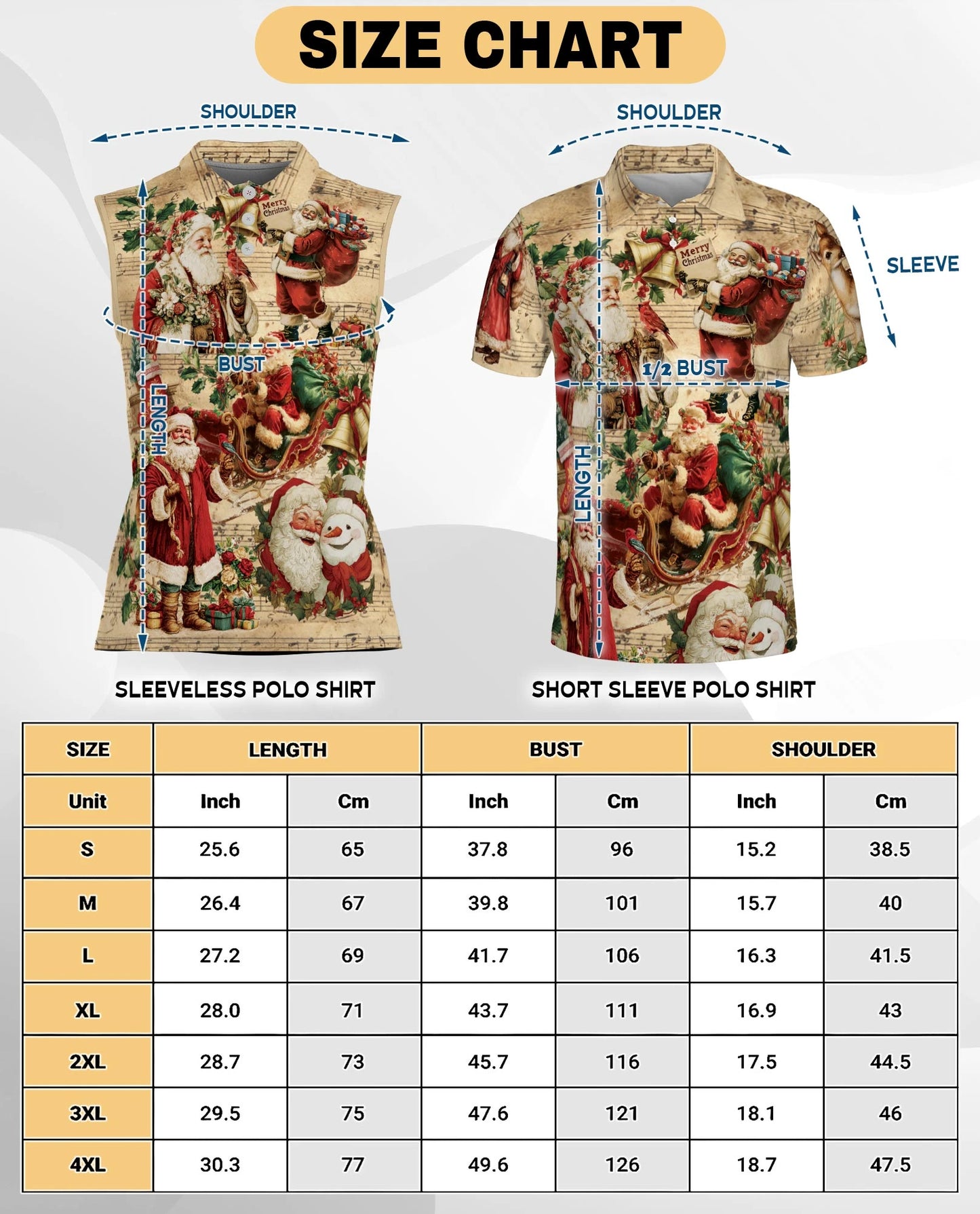 Vintage Music Santa Sleeveless Polo Shirt for Women – Christmas Holiday Style | Netecom