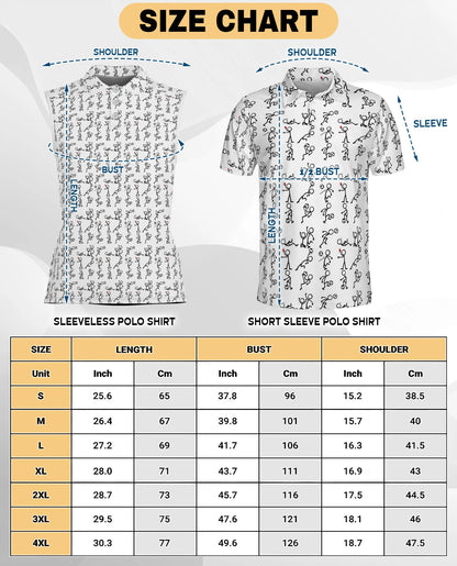 Stick Figures Playing Soccer Sleeveless Polo Shirt for Women | Netecom
