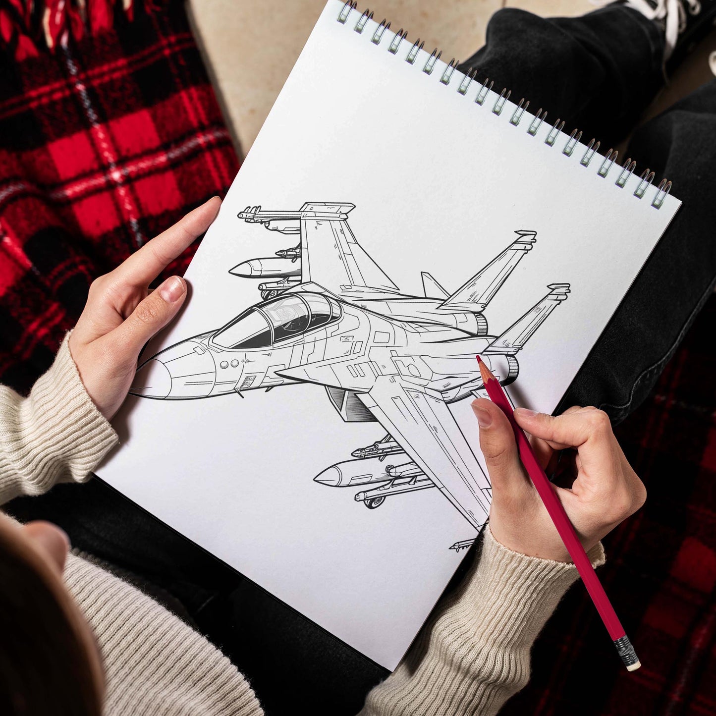 Jet Fighters Spiral Bound Coloring Book, Immerse Yourself in the Jet Fighters Coloring Book with 30 Captivating Illustrations of Fighter Jets