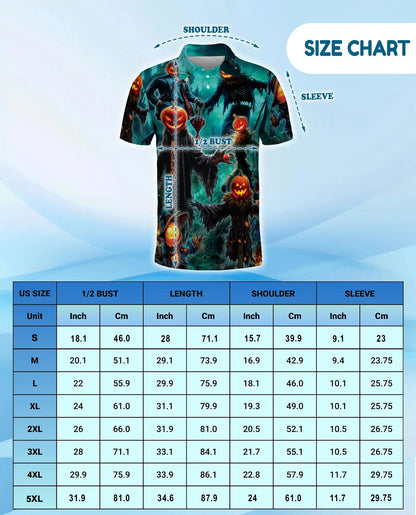 Pumpkin Scarecrow Halloween Polo Shirt - Spooky Horror Harvest Style | Netecom