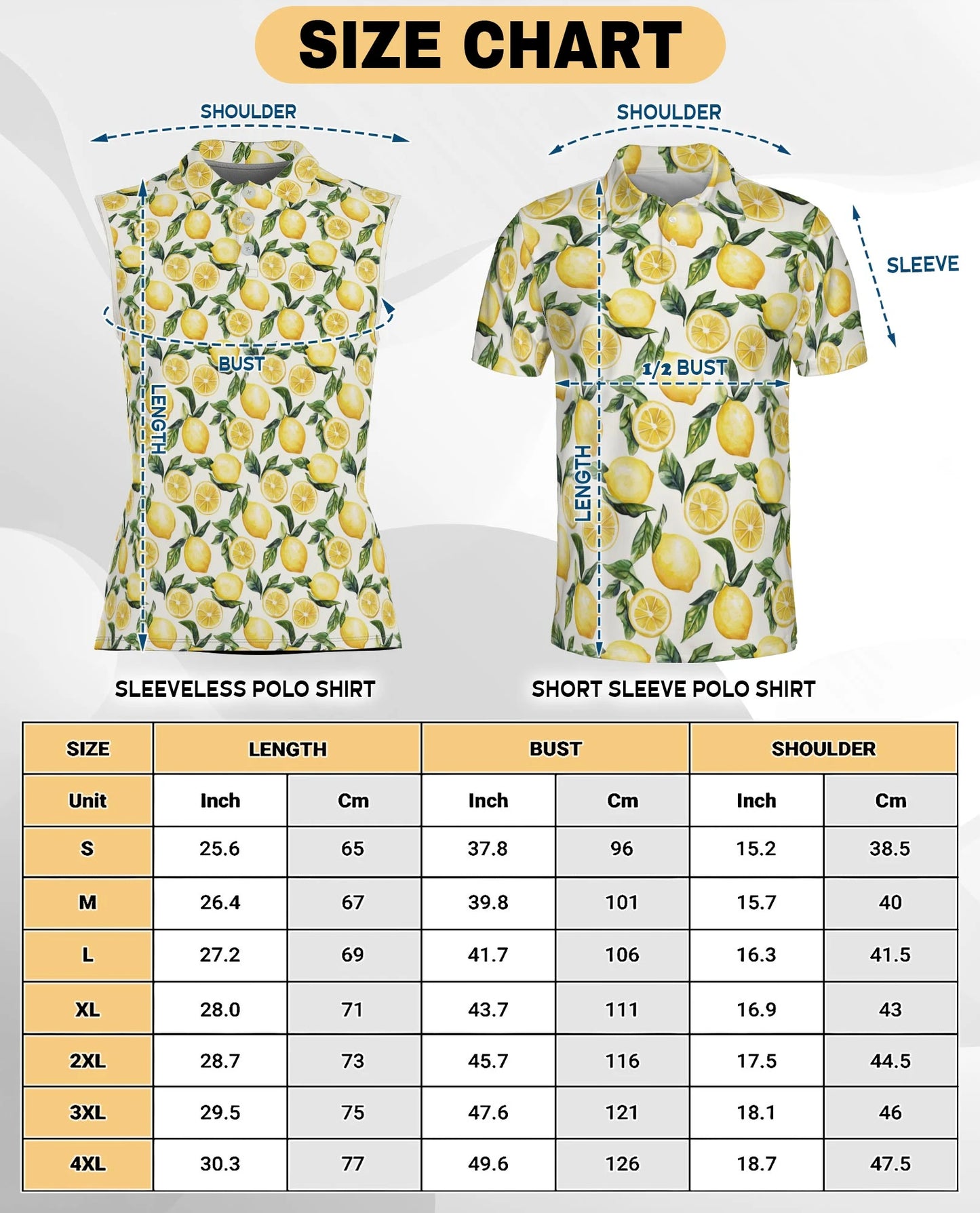 Lemon Pattern Sleeveless Polo Shirt for Women | Netecom