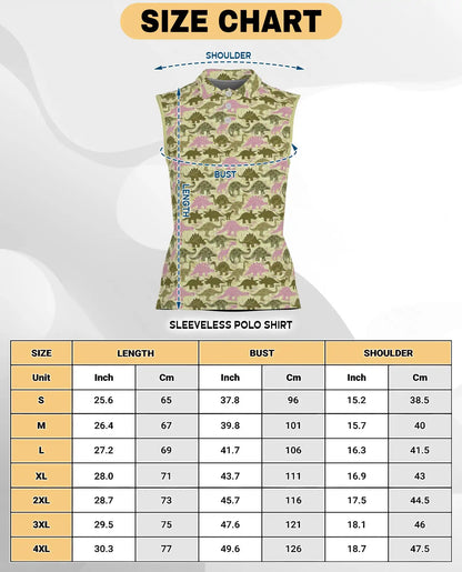 Cute Dinosaur Pattern Sleeveless Polo Shirt for Women | Netecom