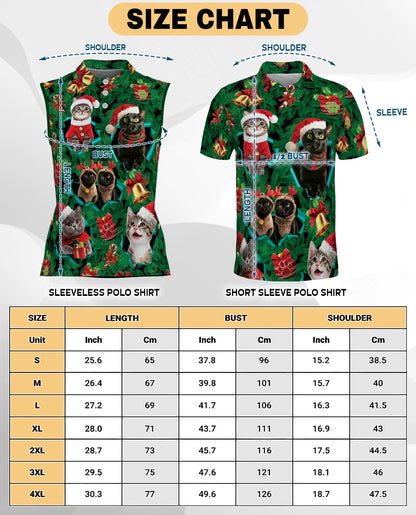 Cats Christmas Sleeveless Polo Shirt for Women – Cute Holiday Style | Netecom