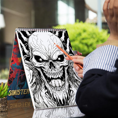 Sinister Madness Spiral Bound Coloring Book, Conquer Your Darkest Fears as You Embark on a Sinister Madness Coloring Journey