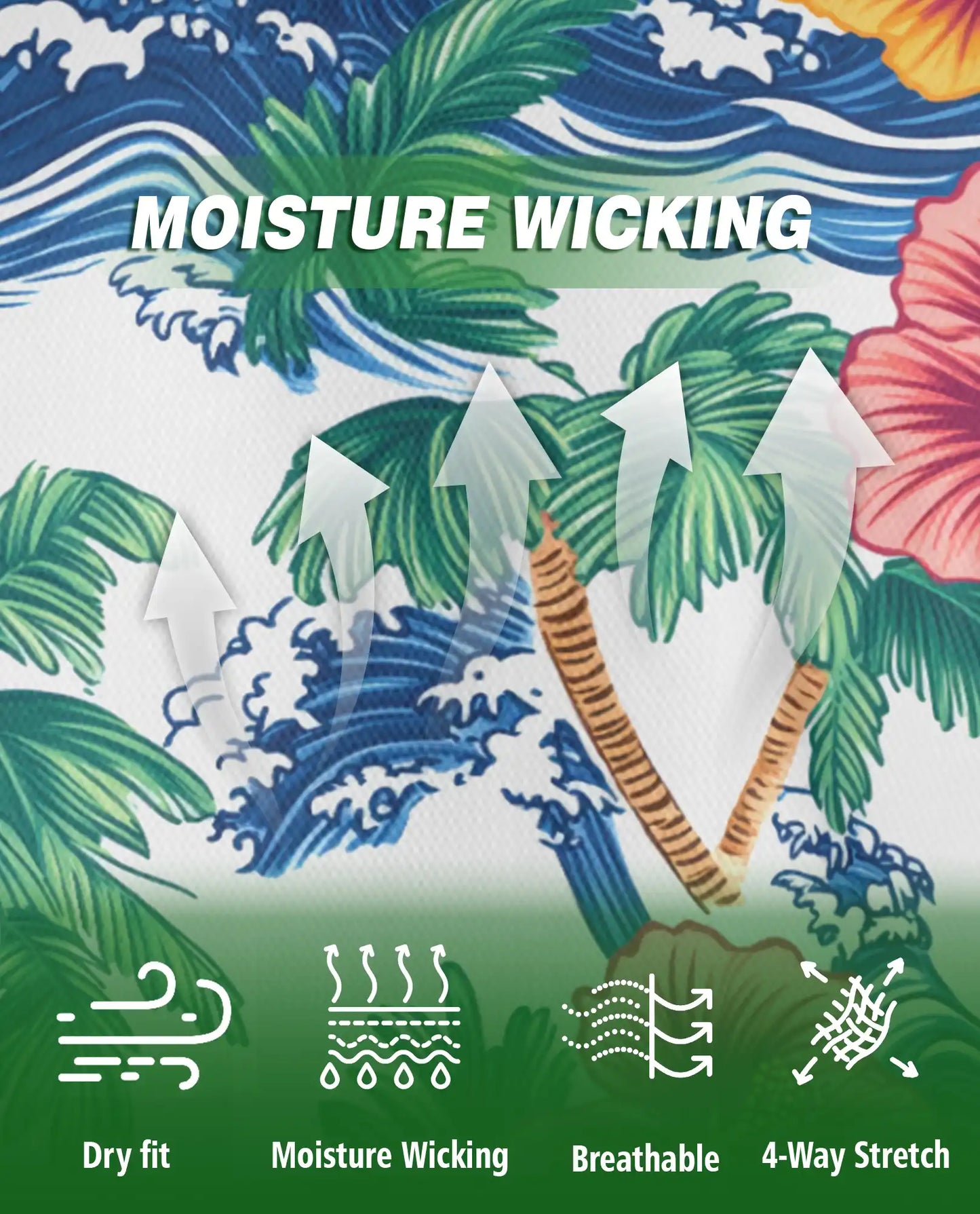 Hawaiian Polo Shirt – Palm Tree Wave Hibiscus Print | Netecom