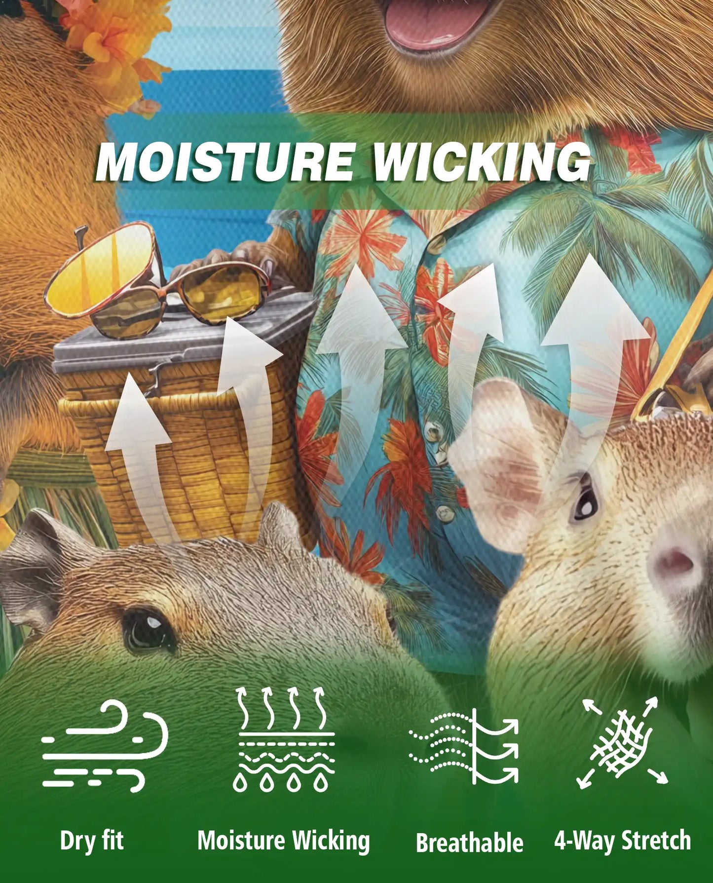 Capybara Tropical 3D Polo Shirt for Men – Funny Summer Animal Style | Netecom