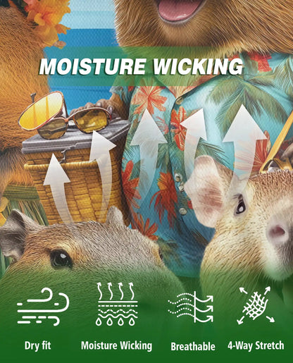 Capybara Tropical 3D Polo Shirt for Men – Funny Summer Animal Style | Netecom