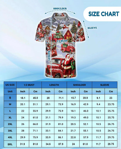 Vintage Christmas Truck 3D Polo Shirt for Men – Santa Holiday Village Style | Netecom