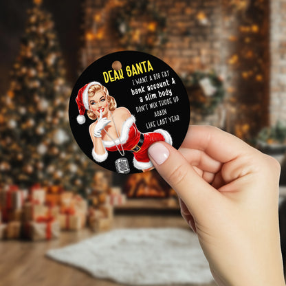 Netecom Funny Christmas Ornament, Big Fat Bank Account & A Slim Body Ceramic Ornament for Xmas Tree Hanging Decorations Gift, Home Decor, Holiday Party Present
