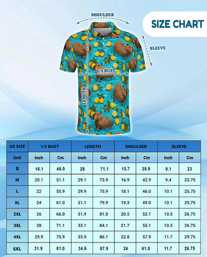 Capybara Polo Shirt for Men-  Pool Summer Animal Tropical r Shirt | Netecom