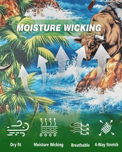 Cowboy Bull Riding 3D Polo Shirt for Men – Tropical Western Rodeo Style | Netecom