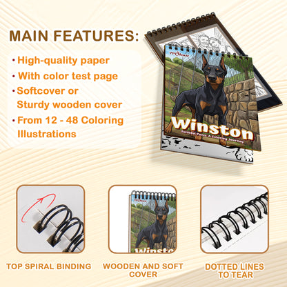 Personalized Dog Coloring Book for Adults – Custom Dog Line Art Coloring Pages from Photos,  12–48 Pages, Unique Keepsake for Pet Lovers, Premium Wooden Cover, Spiral Binding