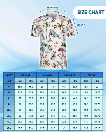 Coastal Dog Flamingo Polo Shirt - Tropical Beach Vacation Style | Netecom
