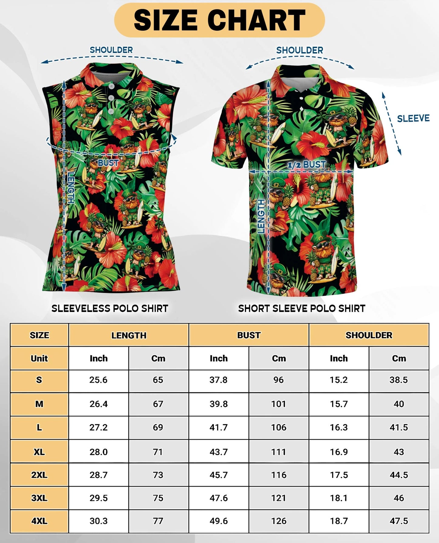Funny Surfing Leprechaun Tropical Sleeveless Polo Shirt for Women | Netecom
