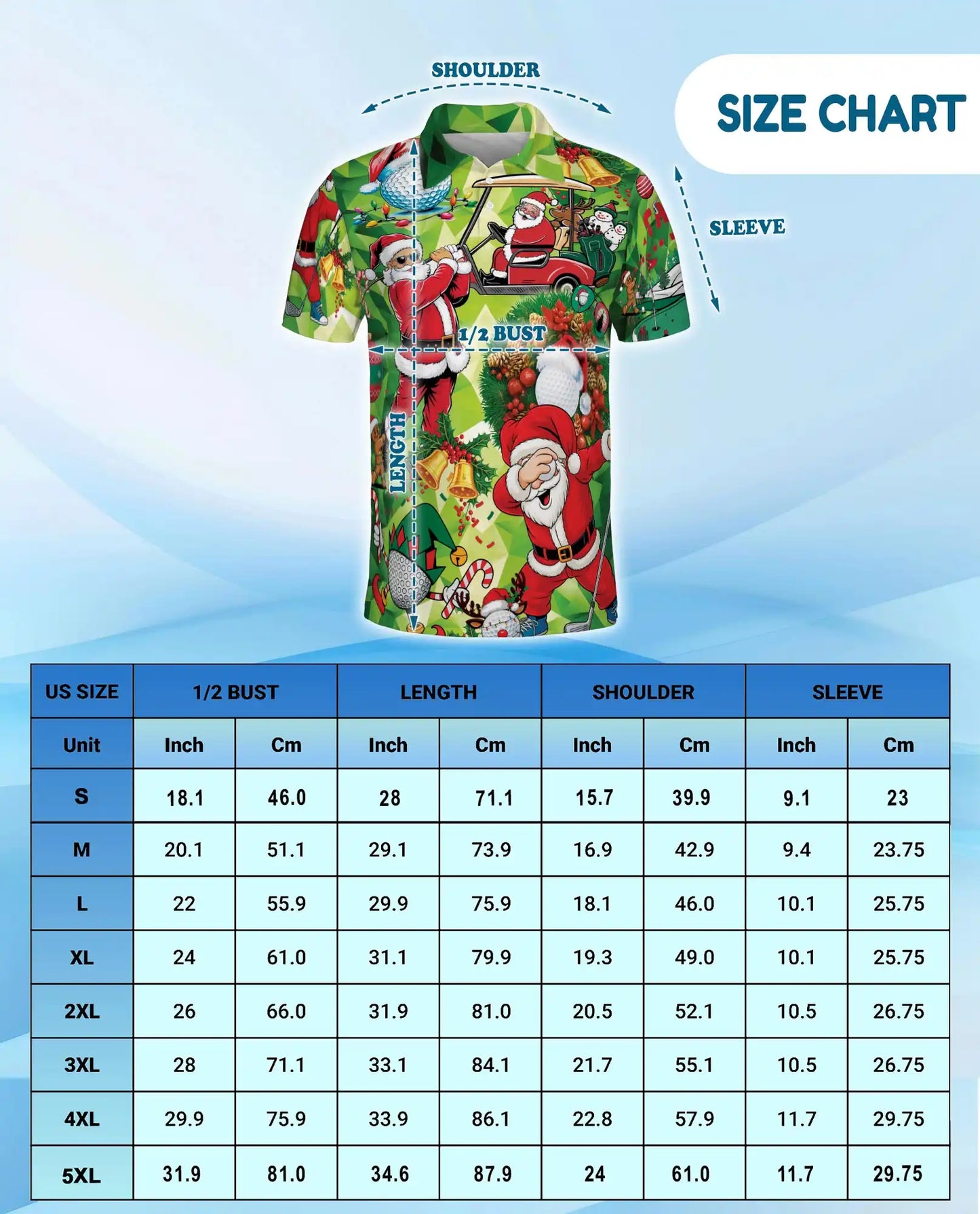 Funny Santa Golf 3D Polo Shirt for Men – Christmas Golfer Holiday Style | Netecom