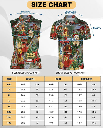Christmas Golden Retriever Sleeveless Polo Shirt for Women | Netecom