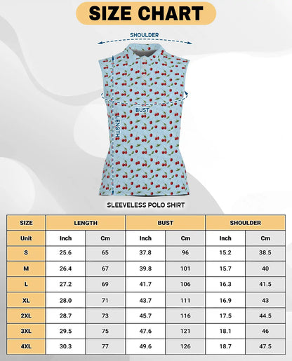 Light Blue Cherry Sleeveless Polo Shirt for Women – Sweet Fruit Summer Style | Netecom