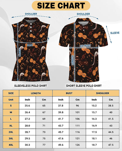 Violin Pattern Sleeveless Polo Shirt for Women | Netecom