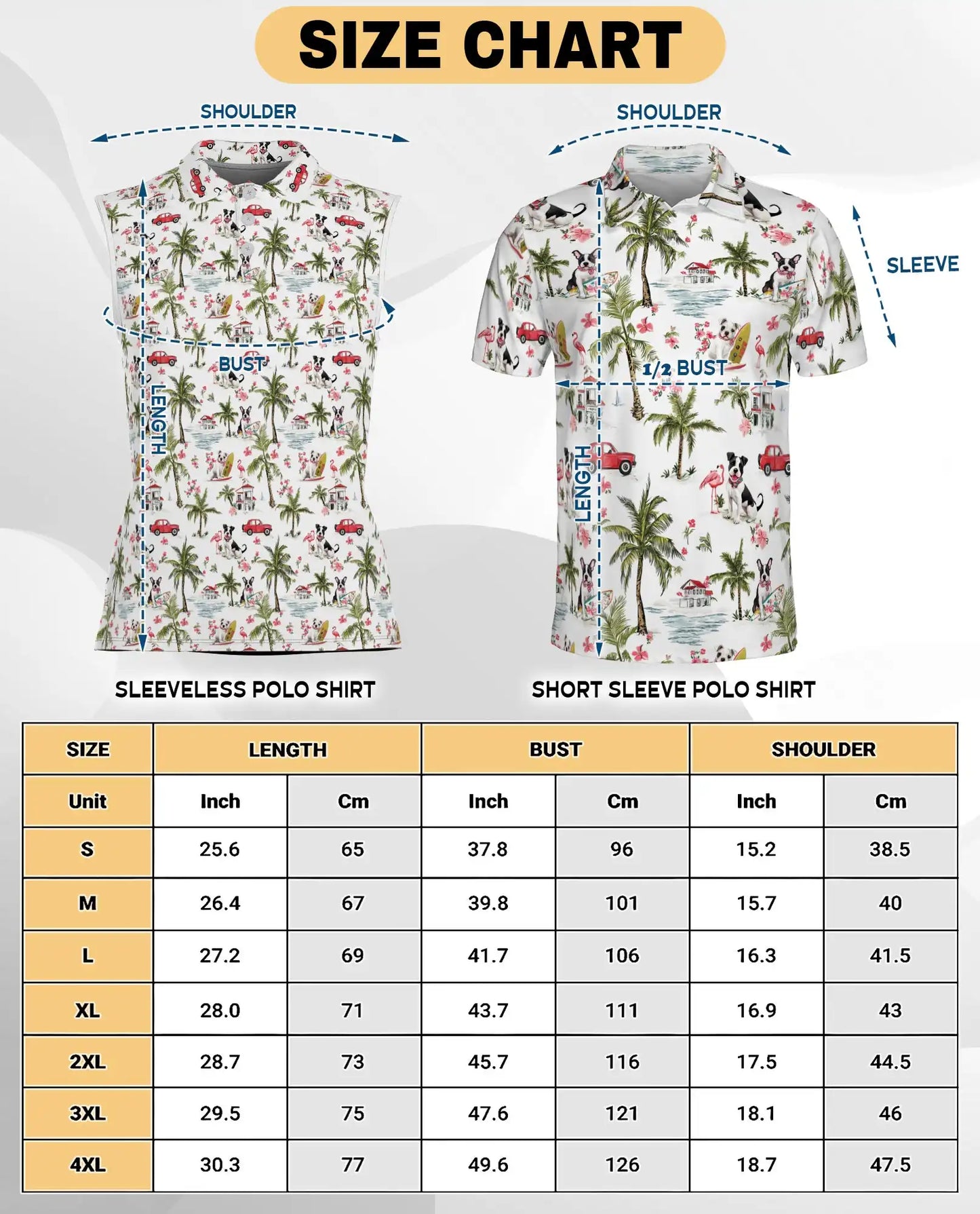 Boston Terrier Tropical Pattern Sleeveless Polo Shirt for Women | Netecom