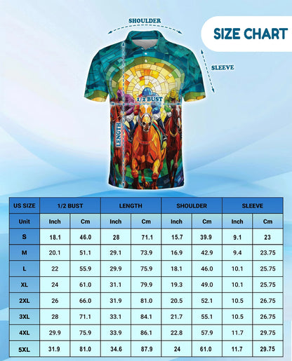 Stained Glass Racing Horse Polo Shirt for Men – Artistic Equestrian Style | Netecom