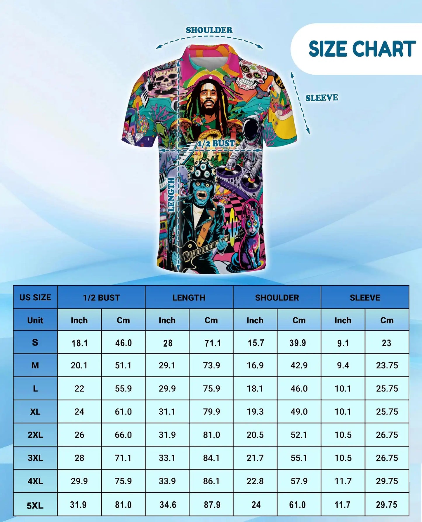 Psychedelic Music Polo Shirt - Retro Hippie Festival Style | Netecom