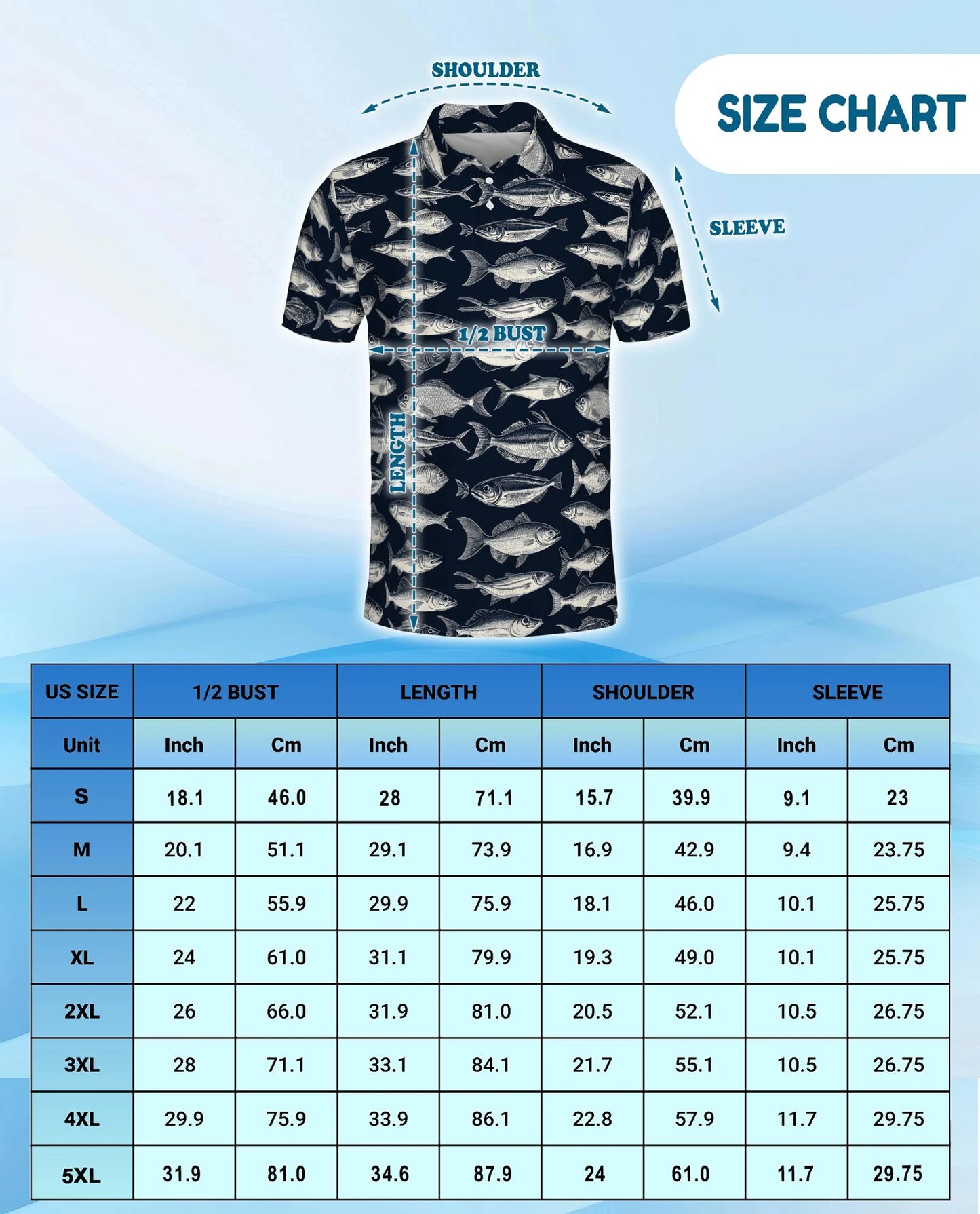 Fish Pattern Polo Shirt for Men – Coastal Ocean Style | Netecom