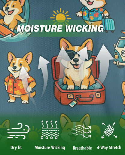 Corgi Beach Polo Shirt – Tropical Vacation Print | Netecom